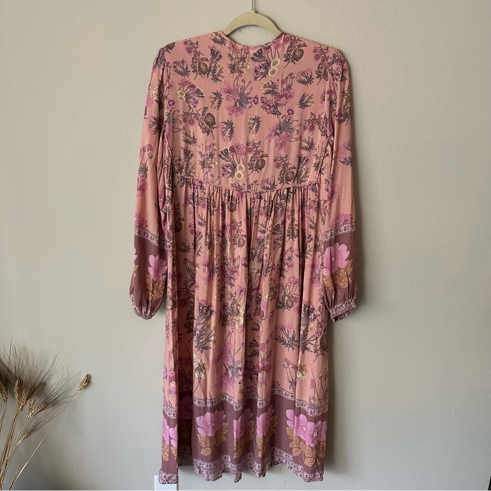 Bohemian Floral Midi Tassle Dress in Pink Size M - Picture 10 of 11